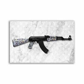 100 Dollar AK framed mural artwork