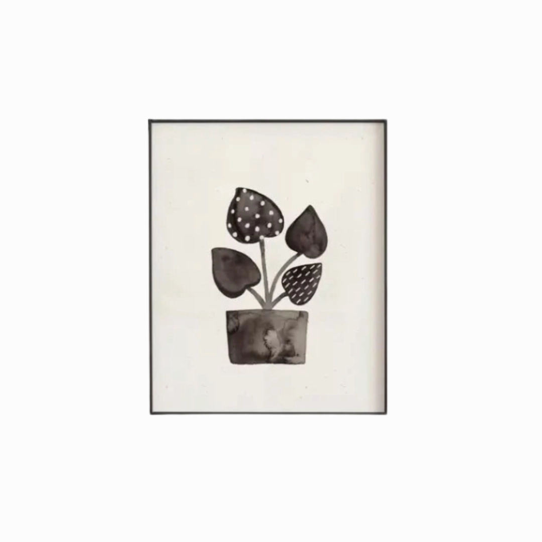 11x14 Ink Plant Art Print - Black & Cream minimalist art object  