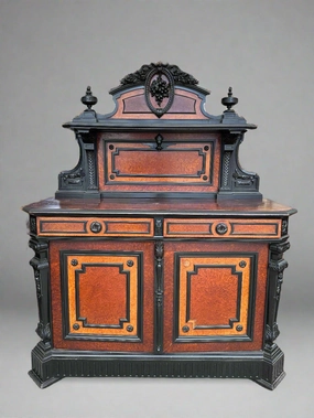 1860S BURLED AND EBONIZED SIDEBOARD  WITH ROSEWOOD TRIM artistic wall mural