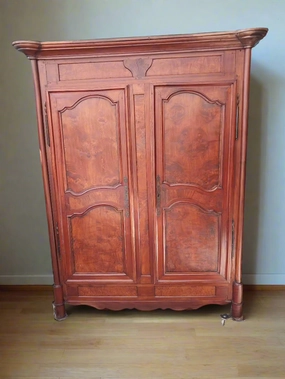 19TH CENTURY BURLED CHERRY ARMOIRE artistic wall mural