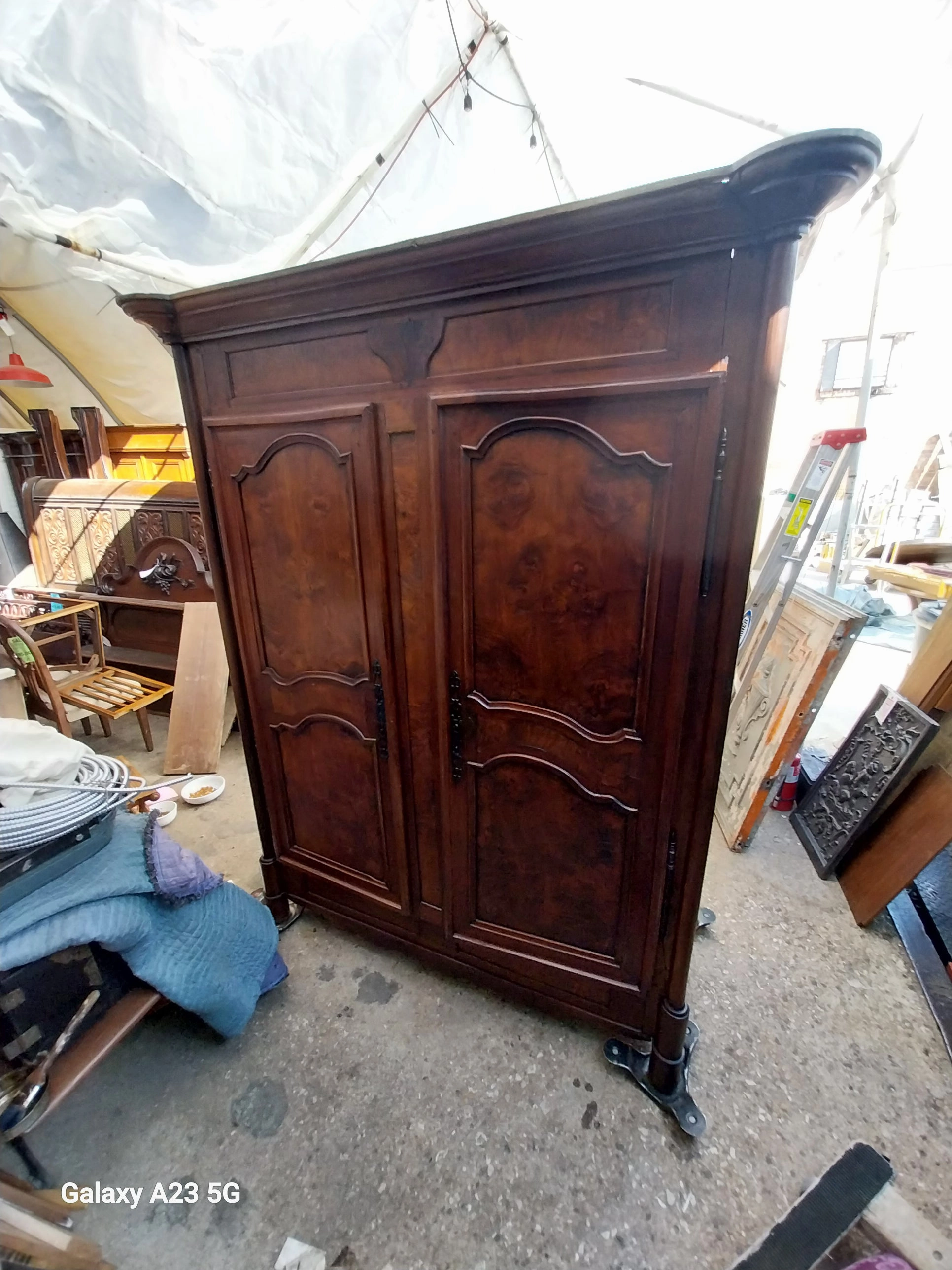 19TH CENTURY BURLED CHERRY ARMOIRE