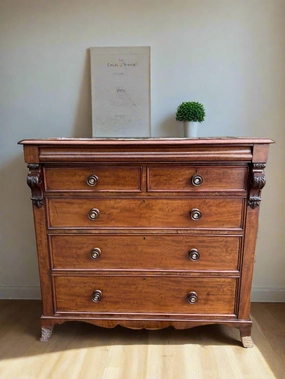 19TH CENTURY ENGLISH LARGE MAHOGANY CHEST OF DRAWERS WITH SPLAYED LEGS artistic wall mural