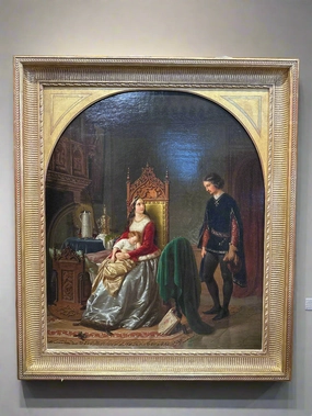 19TH CENTURY OIL ON CANVAS PAINTING BY JOHANN GEYER "PARENTS AND CHILD" artistic wall mural