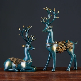 2 Pcs Resin Deer Figurine ceramic table ornament