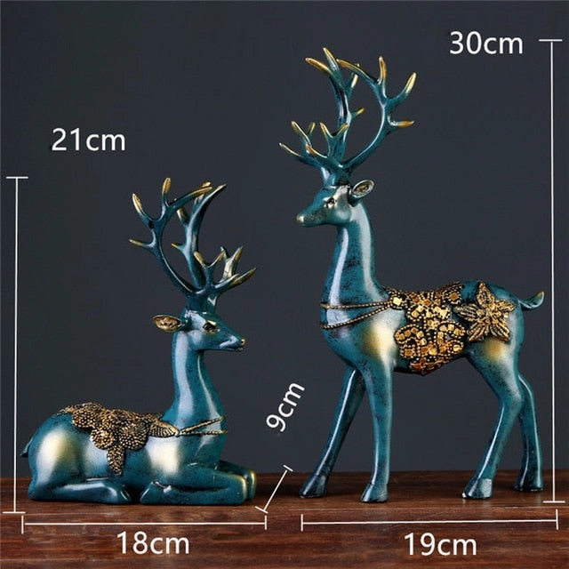 2 Pcs Resin Deer Figurine