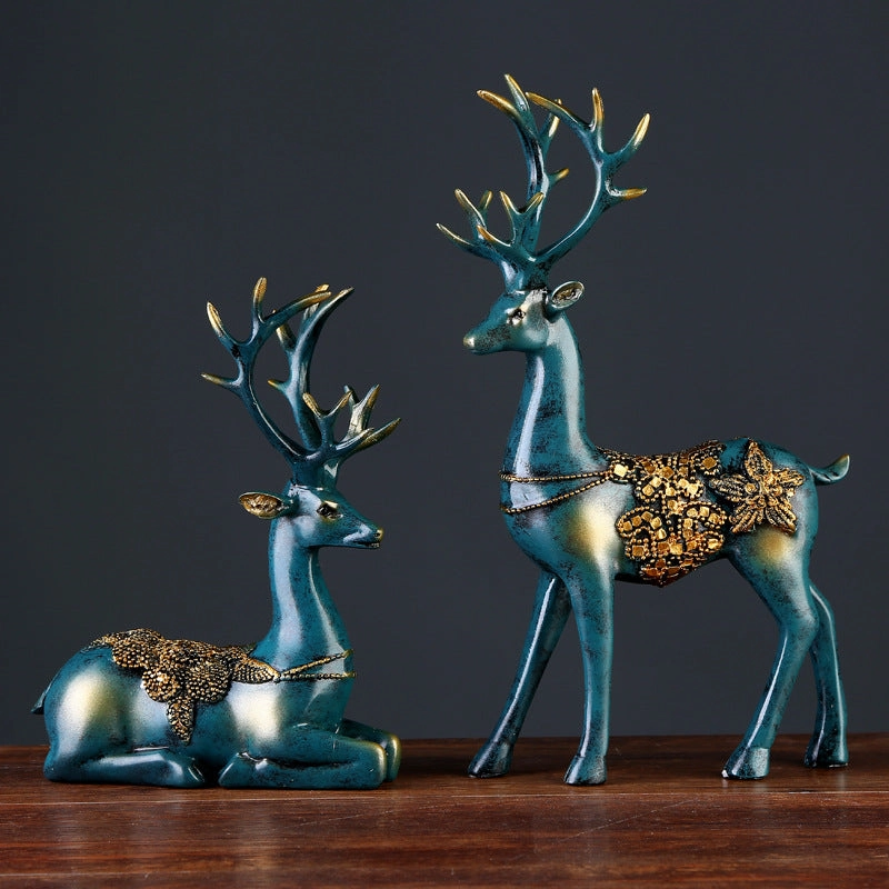 2 Pcs Resin Deer Figurine ceramic table ornament