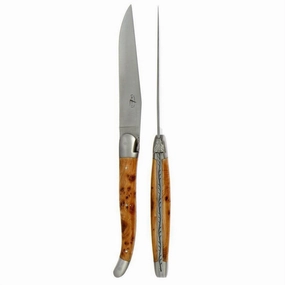 2 Piece Steak Knife Set in Juniper Handle Satin Finish cute desktop display