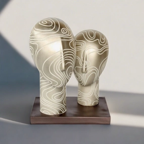 2 Silver heads on stand decorative home ornament