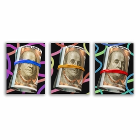 3 Wise Dollar Bills - Triptych framed mural artwork