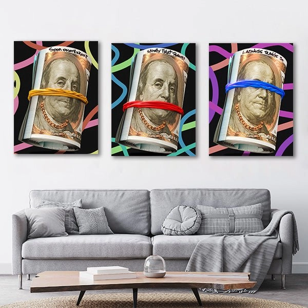 3 Wise Dollar Bills - Triptych 