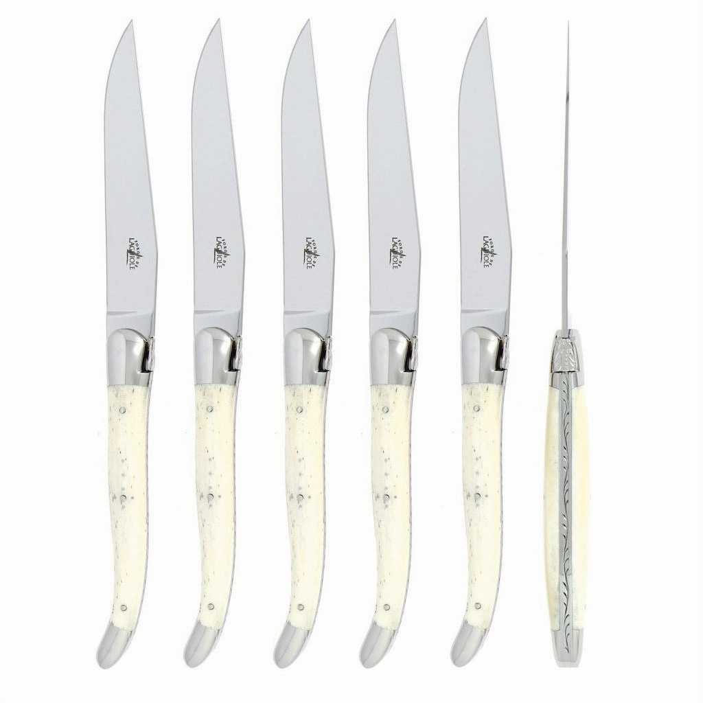 6 Piece Steak Knife Set in Bone Handle cute desktop display