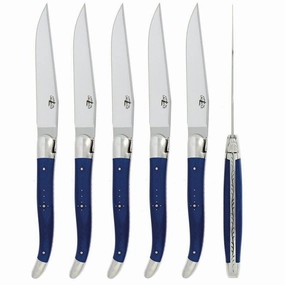 6 Piece Steak Knife Set in Fabric Series Blue cute desktop display