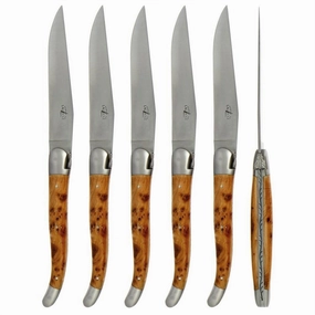 6 Piece Steak Knife Set in Juniper Handle Satin Finish mini desktop sculpture