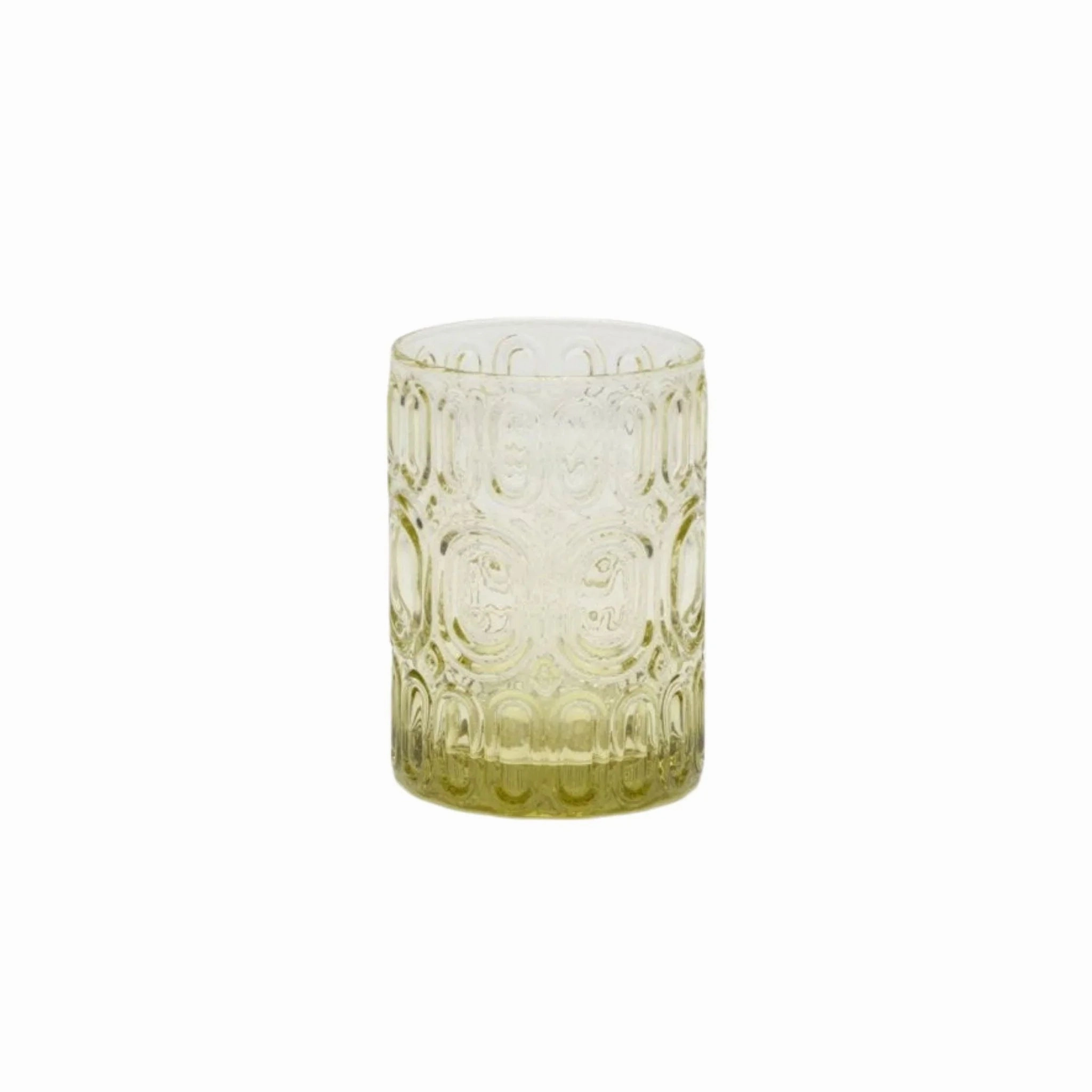 70's Inspired Hand Blown Glass Tumblers in Sage cute desktop display