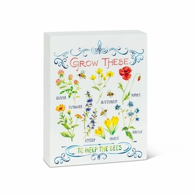 "Grow These to Help The Bees" Sign wall pendant decor