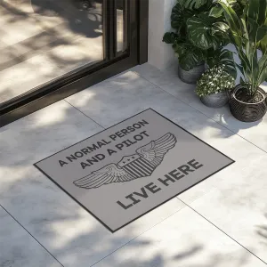 A Normal Person and A PILOT Live Here Designed Door Mats door entrance rug