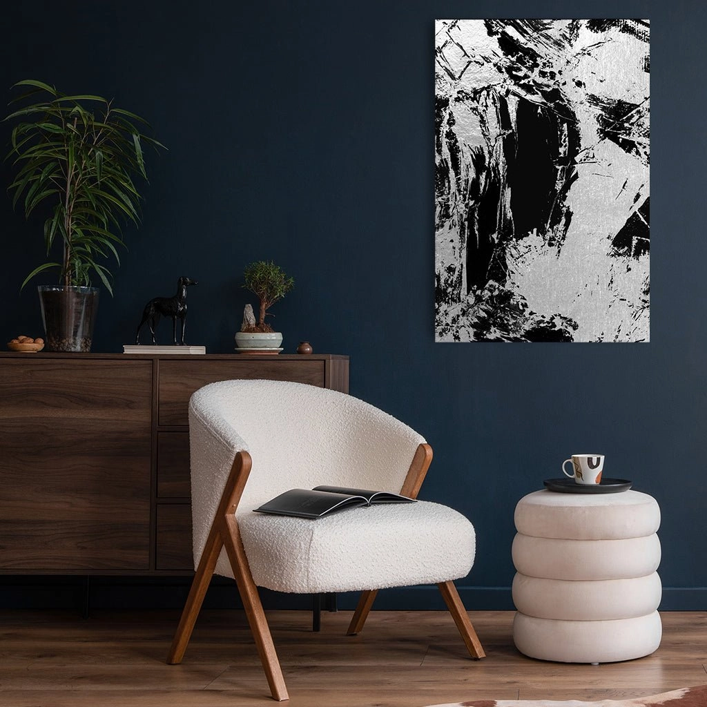 Abstract Grunge No.1 Silver on Acrylic
