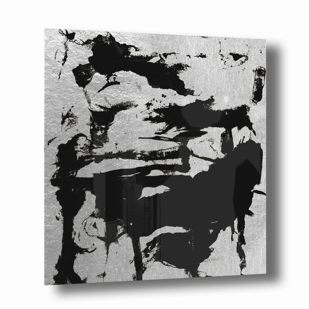 Abstract Grunge No.2 Silver on Acrylic framed mural artwork