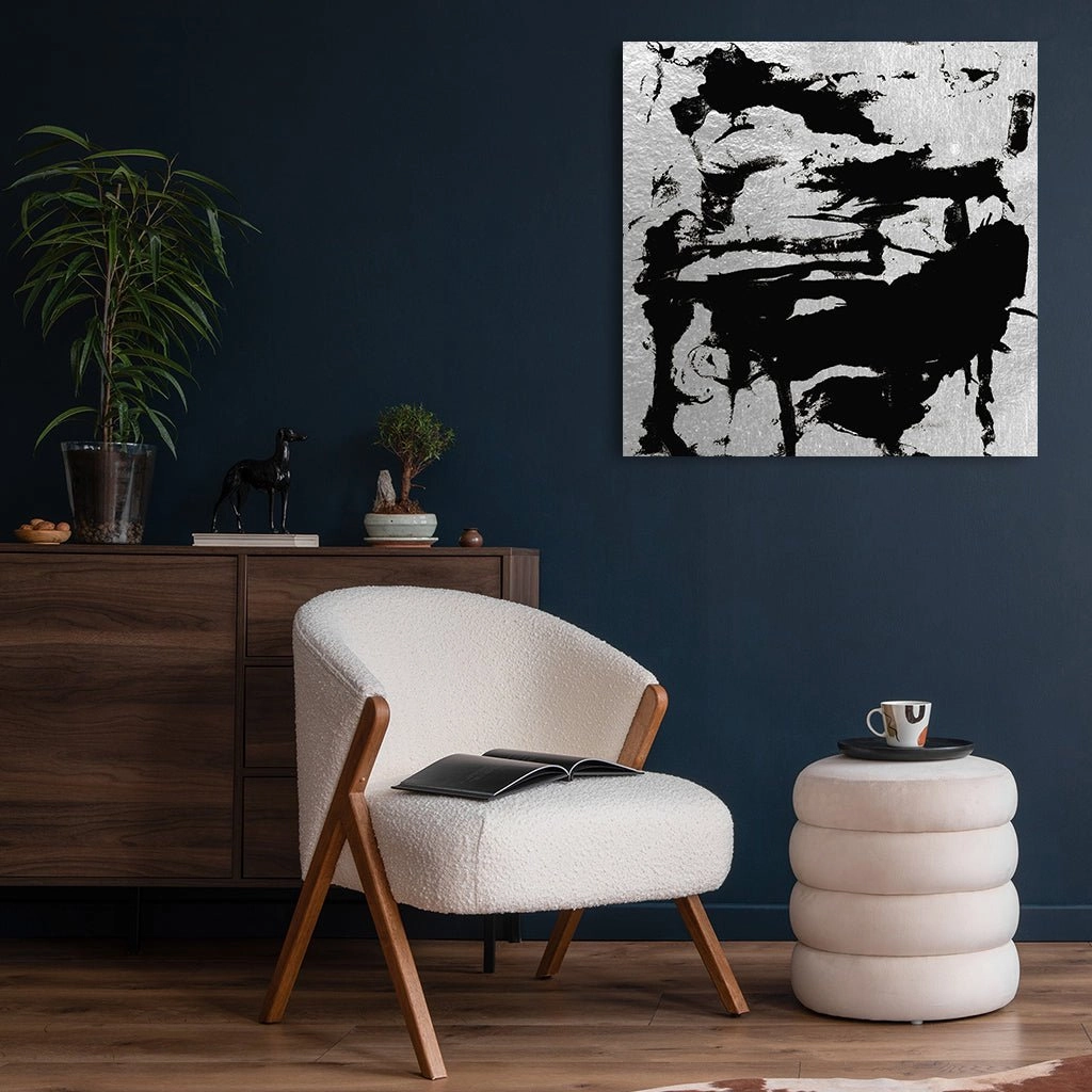 Abstract Grunge No.2 Silver on Acrylic