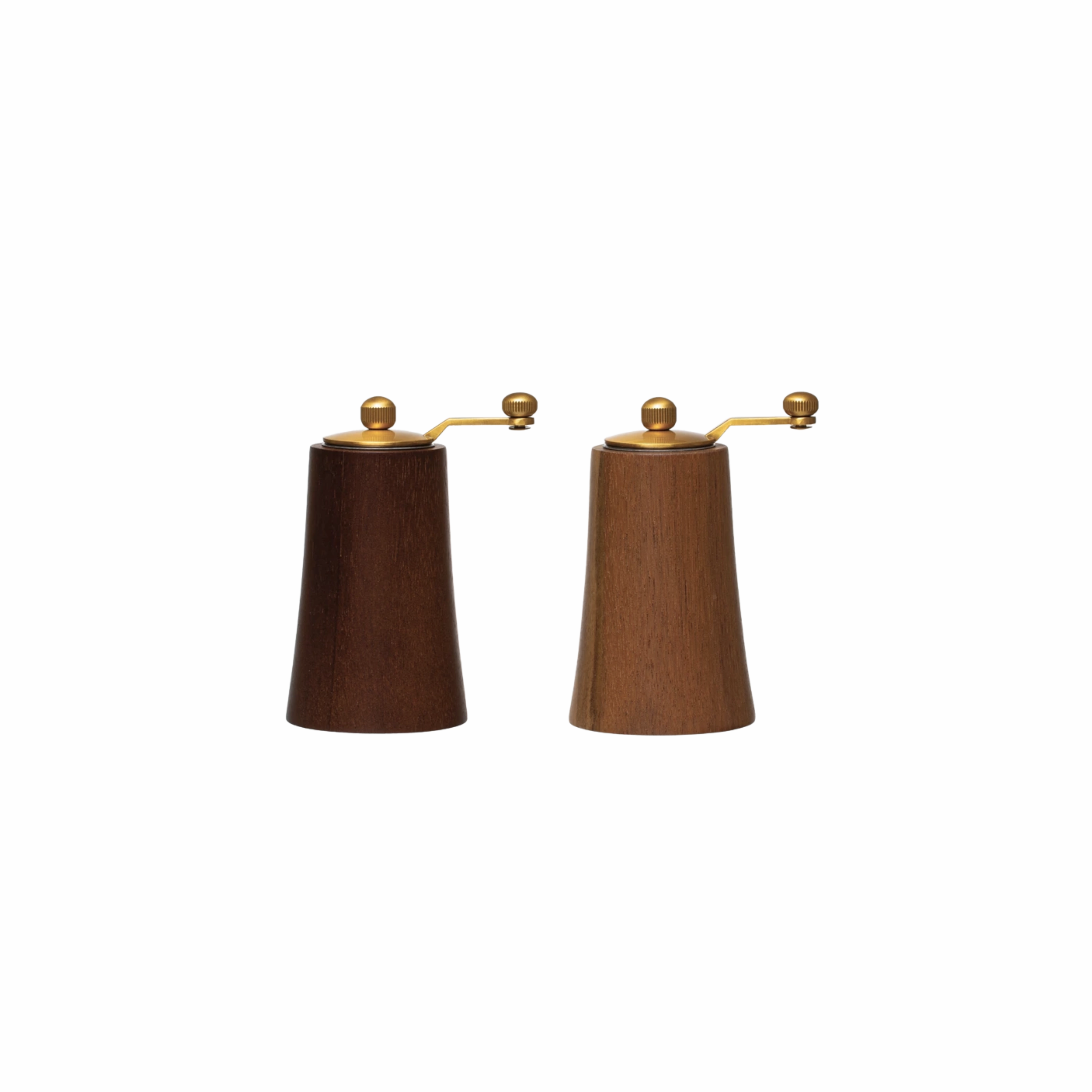 Acacia Wood and Stainless Steel Salt and Pepper minimalist art object  