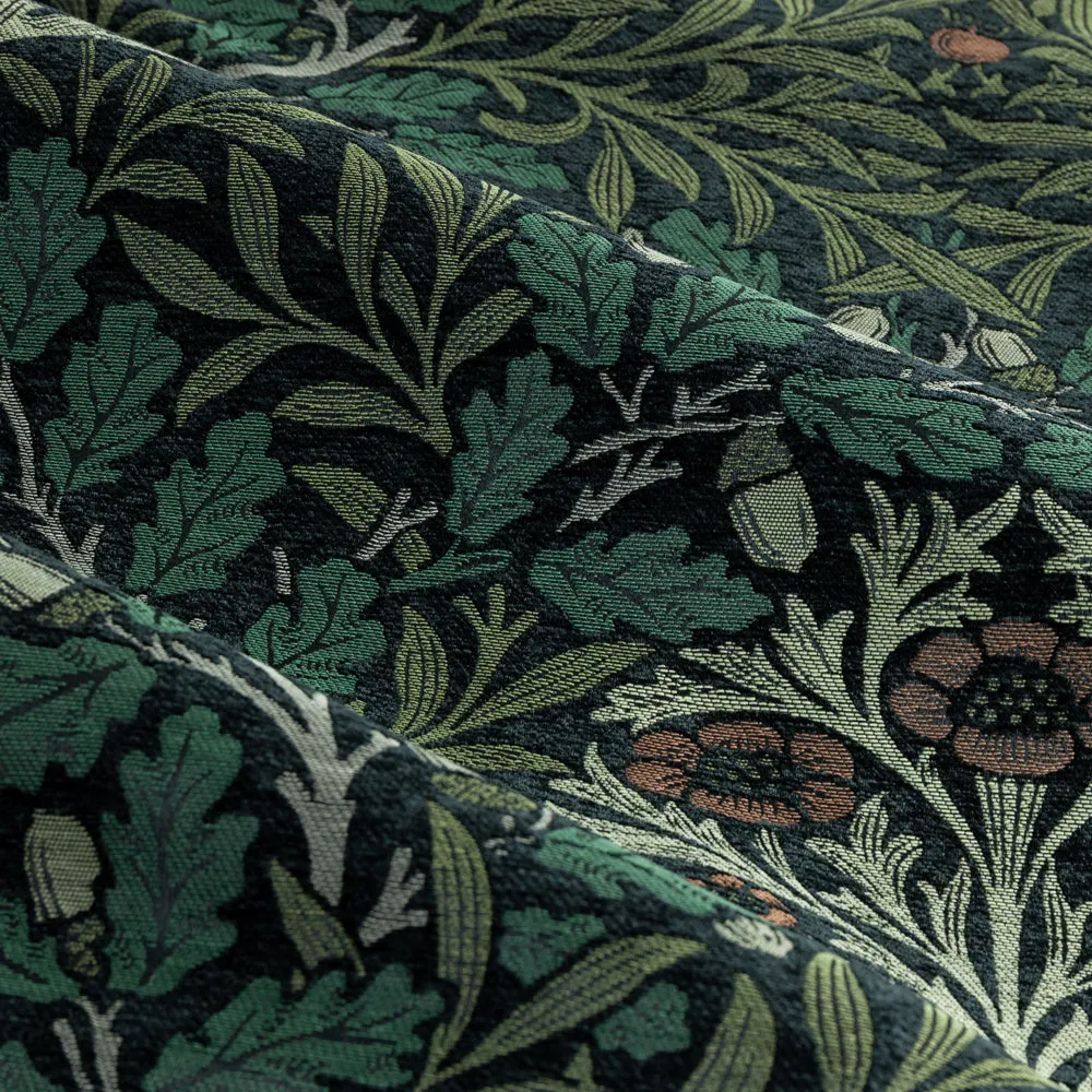 Acorn Multi Floral Jacquard Pencil Pleat Curtains Thyme/Forest
