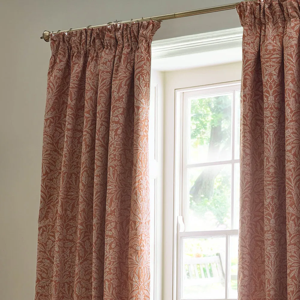 Acorn Tonal Matt Jacquard Pencil Pleat Curtains Brick