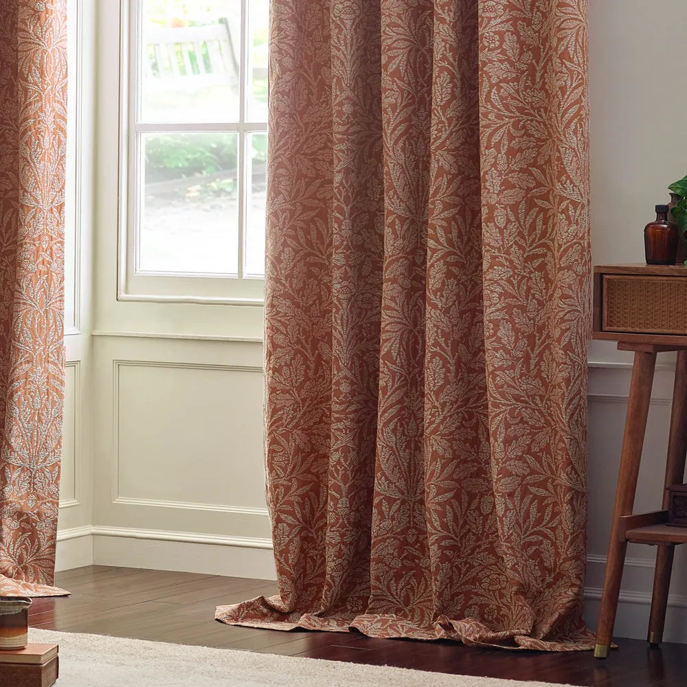 Acorn Tonal Matt Jacquard Pencil Pleat Curtains Brick