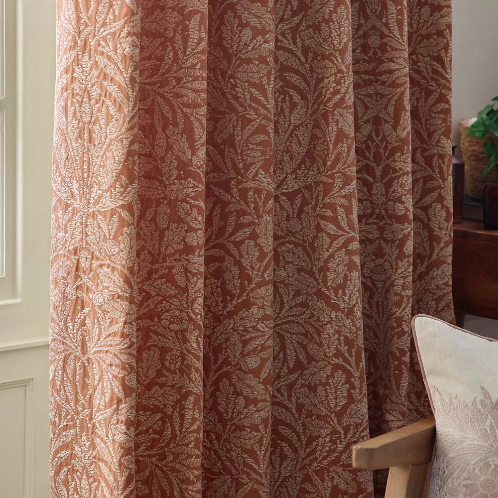 Acorn Tonal Matt Jacquard Pencil Pleat Curtains Brick