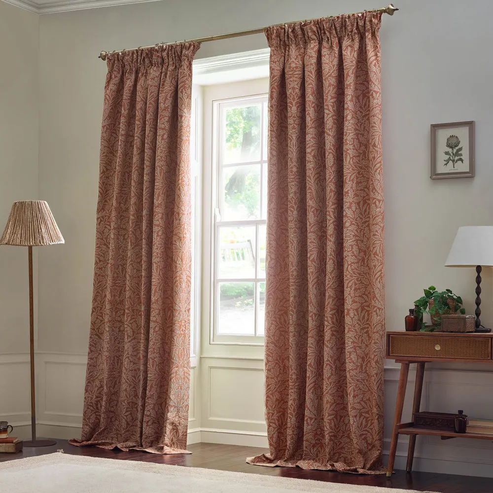 Acorn Tonal Matt Jacquard Pencil Pleat Curtains Brick