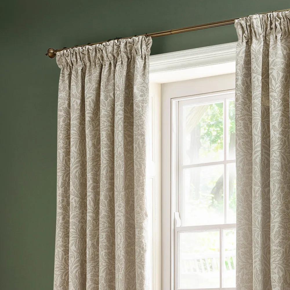 Acorn Tonal Matt Jacquard Pencil Pleat Curtains Ivory
