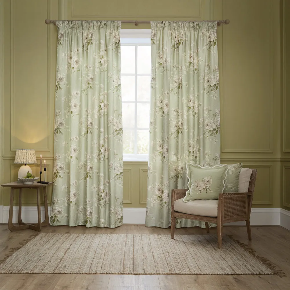 Adele Floral Chenille Cushion Sage