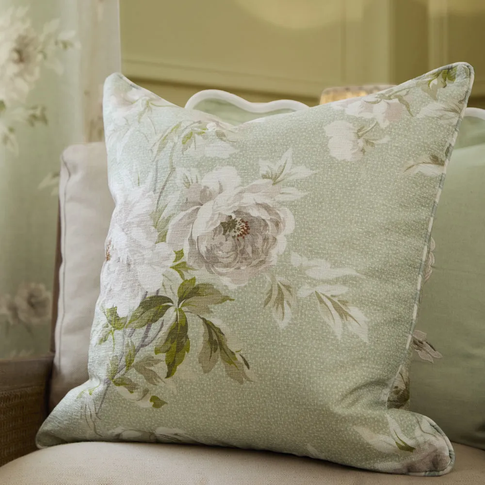 Adele Floral Chenille Cushion Sage modern fashion rug  