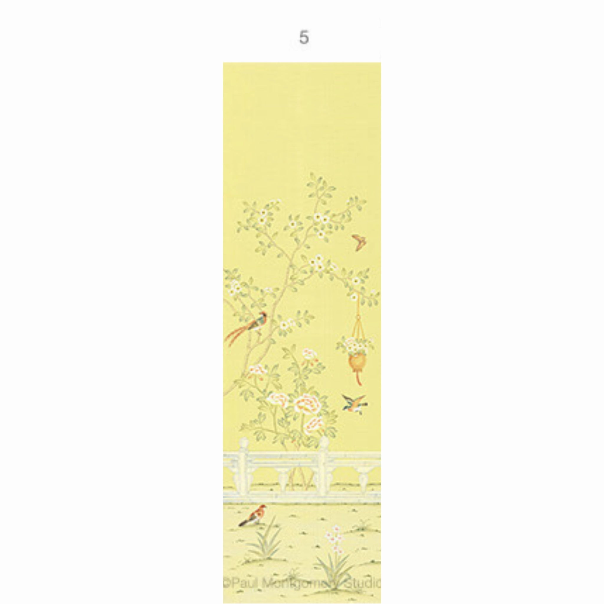 Adriana Chinoiserie Mural Wallpaper Panels in Canary