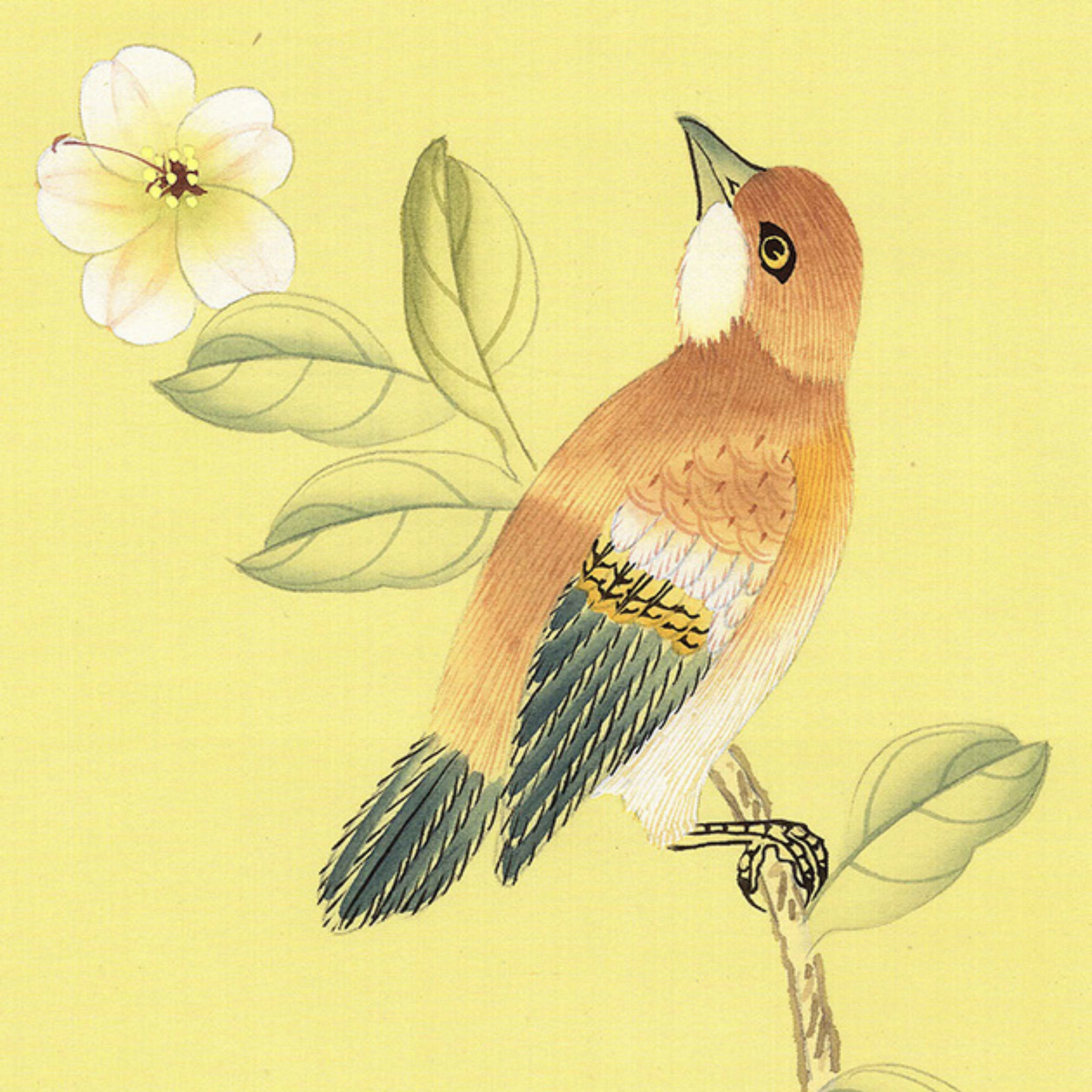 Adriana Chinoiserie Mural Wallpaper Panels in Canary