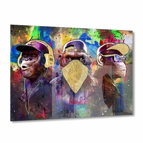 Affengeil Abstract Gold on Acrylic framed mural artwork