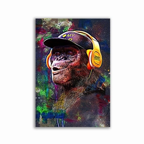 Affengeil Headphones Abstract by Juliano de Araujo framed mural artwork