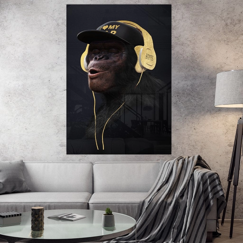 Affengeil Headphones Gold on Acrylic