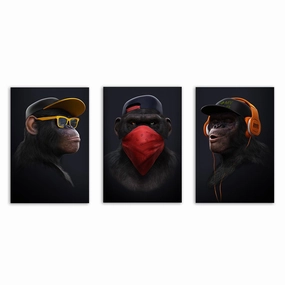 Affengeil triptych by Juliano de Araujo framed mural artwork