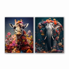 African Flower Animals - Duo by Zenzdesign framed mural artwork
