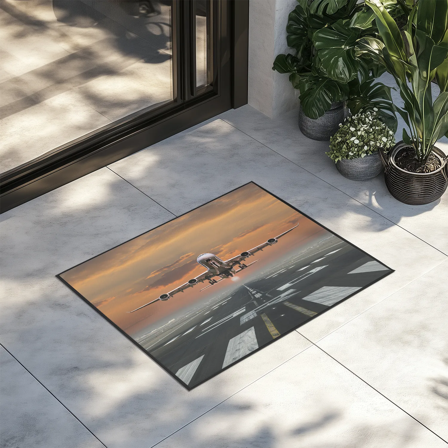 Aircraft Departing from RW30 Designed Door Mats door entrance rug