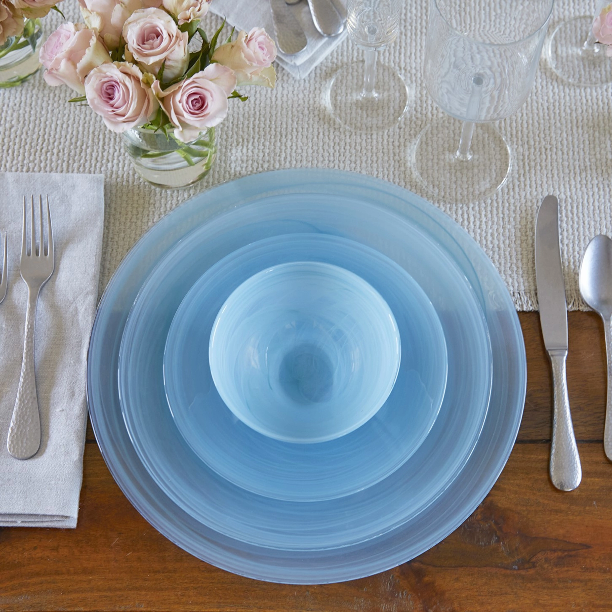Alabaster Aqua Dinner Set