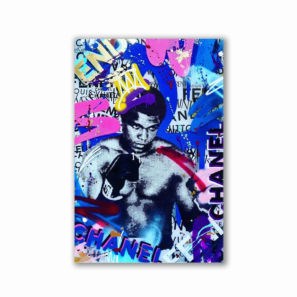 Ali Brand Graffiti by RS Artist framed mural artwork