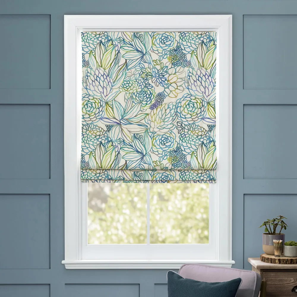 Althorp Printed Cotton Made to Measure Roman Blinds Capri Blue