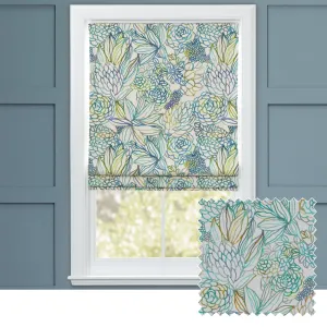 Althorp Printed Cotton Made to Measure Roman Blinds Capri Blue chic floor carpet  