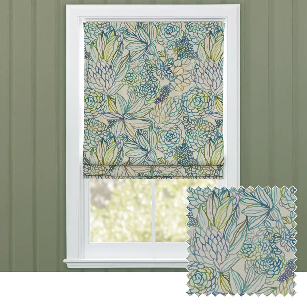 Althorp Printed Cotton Made to Measure Roman Blinds Capri chic floor carpet  
