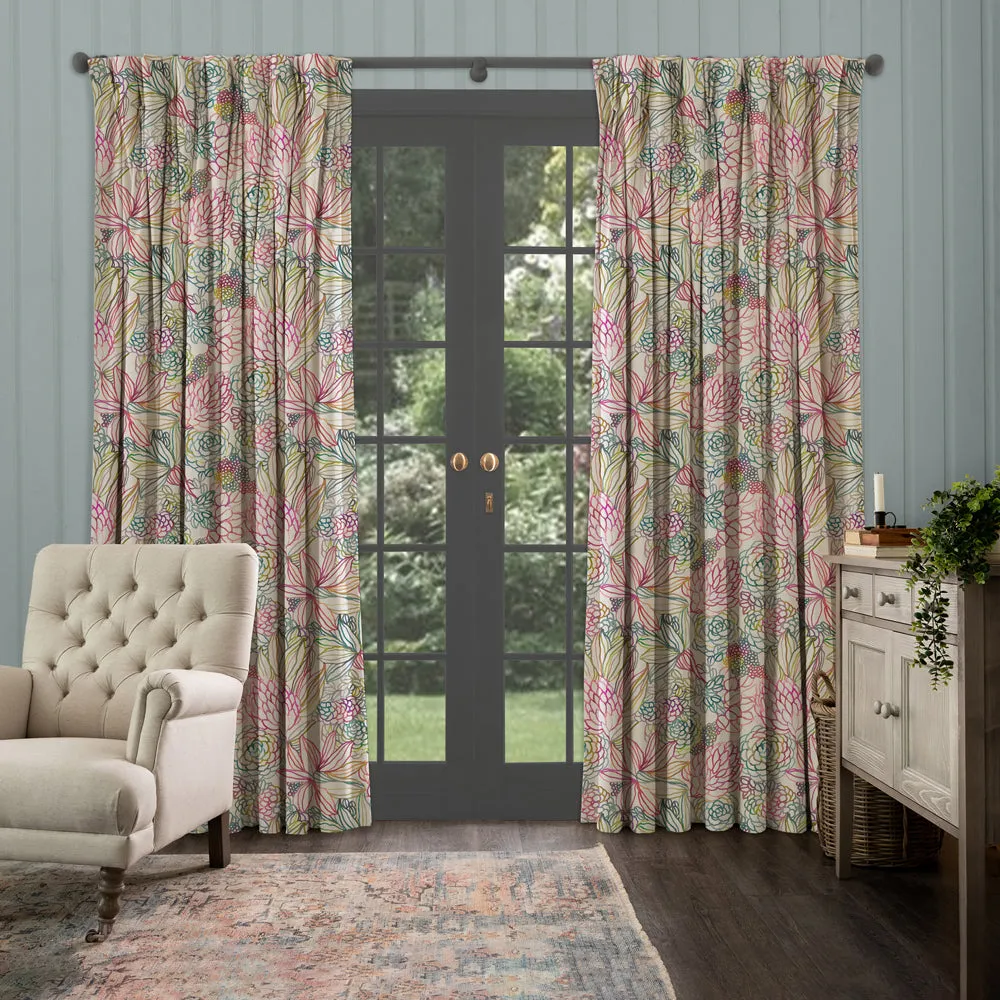 Althorp Printed Made to Measure Curtains Sorbet/Linen