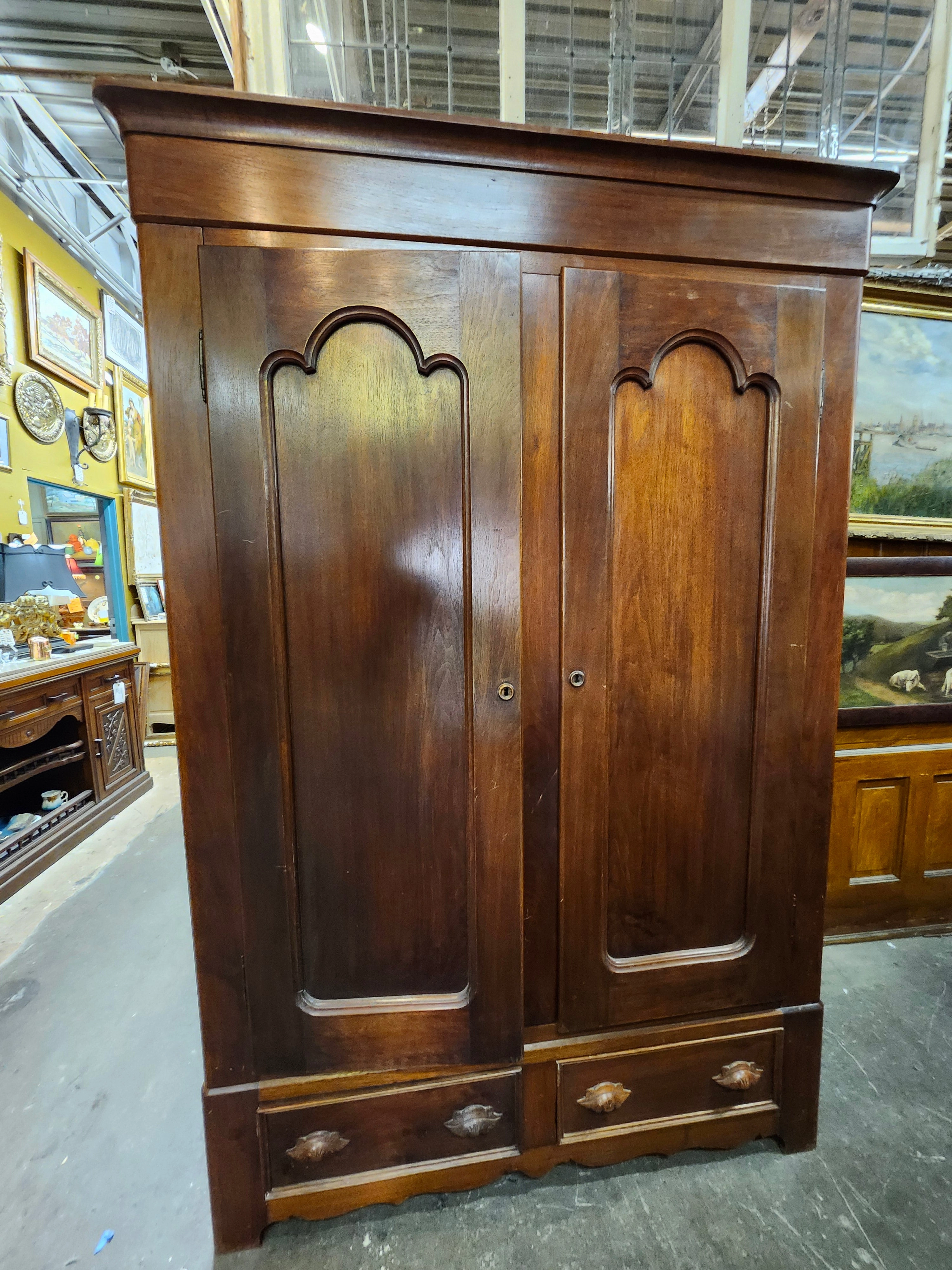 AMERICAN 2 DOOR WALNUT WARDROBE