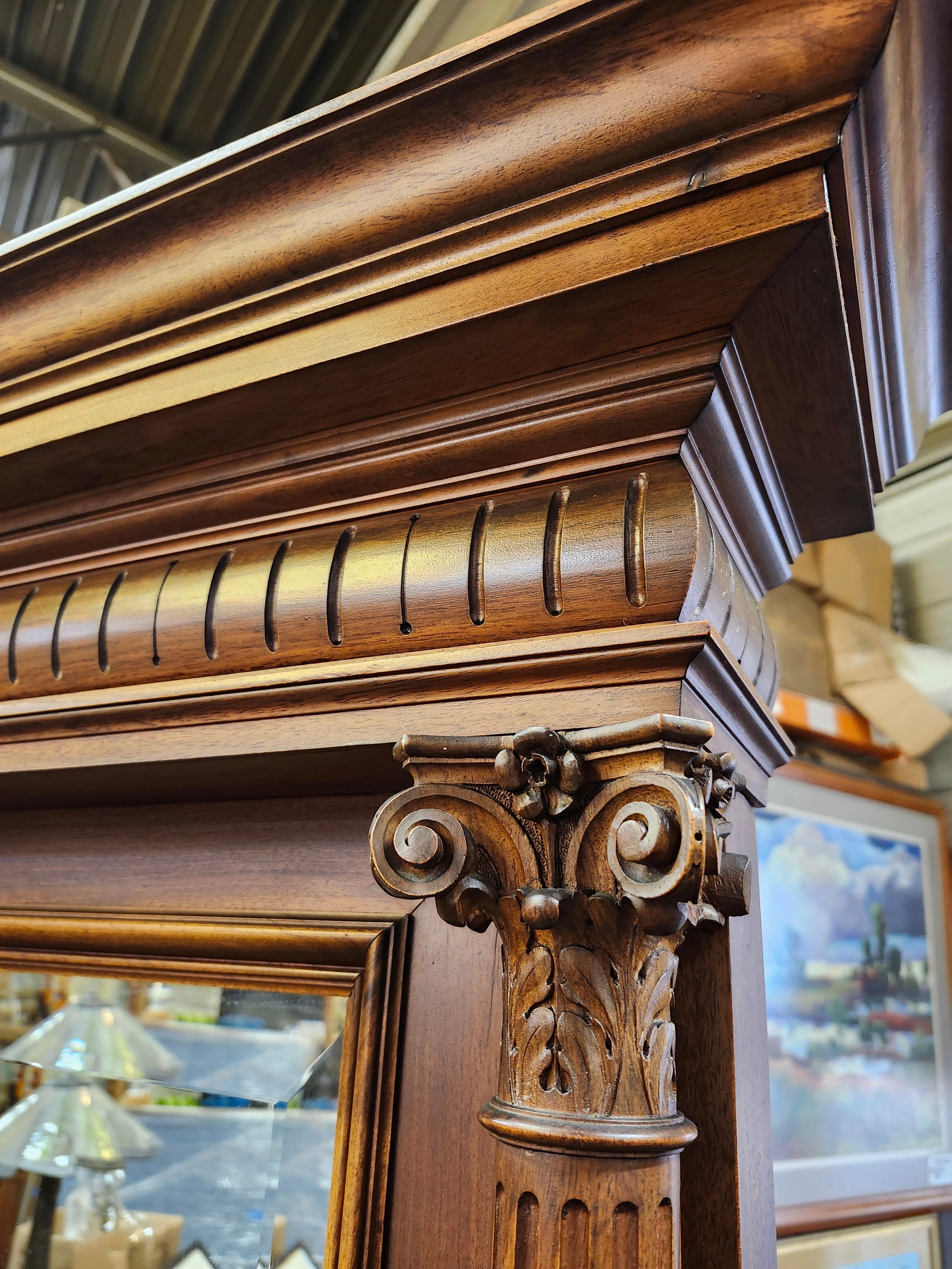 AMERICAN WALNUT PIER MIRROR WITH DRAWERS