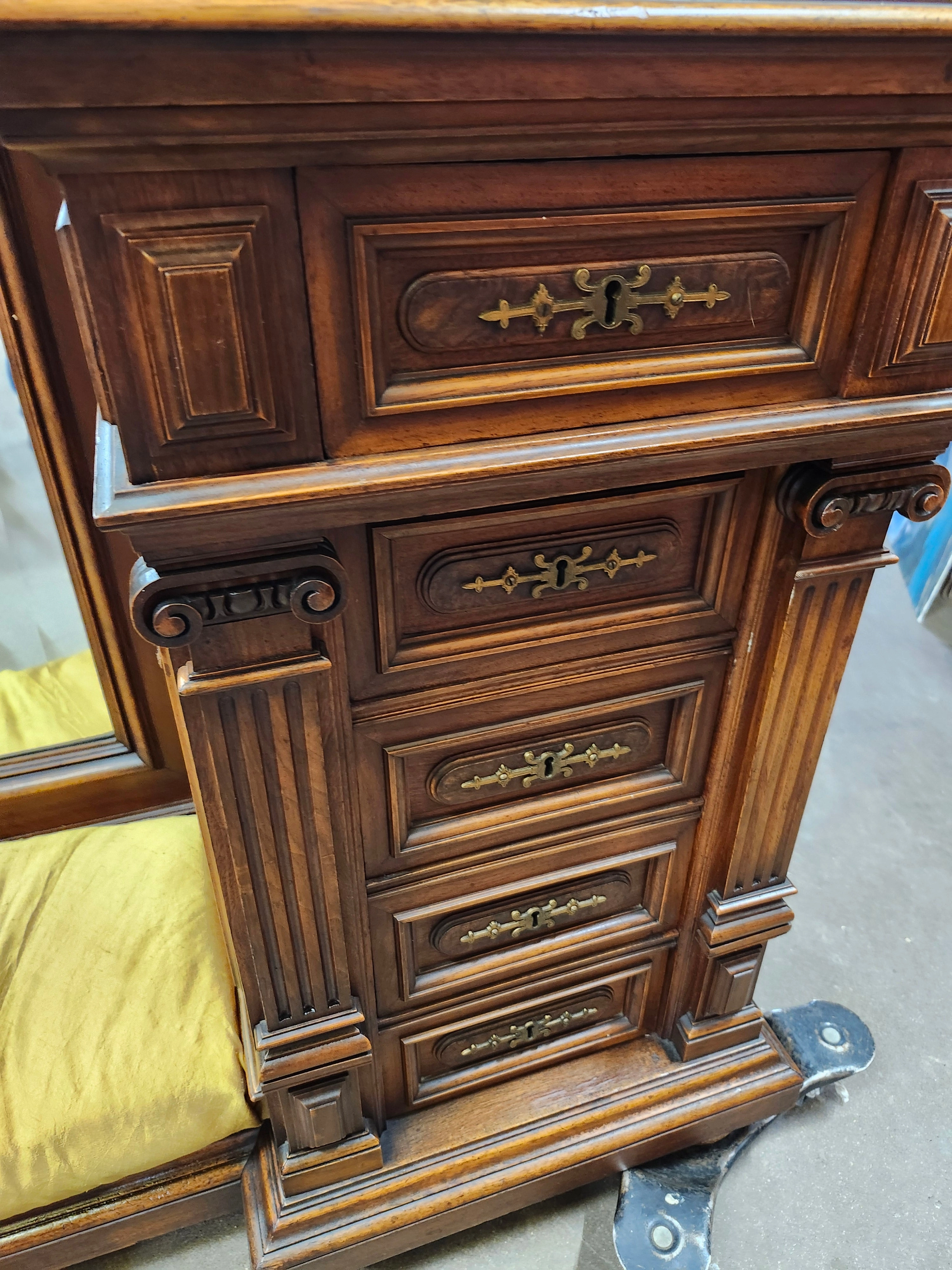 AMERICAN WALNUT PIER MIRROR WITH DRAWERS