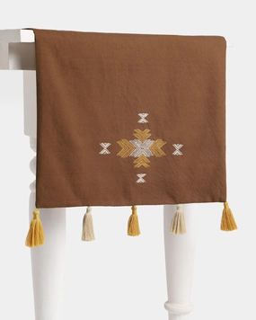 Anica Extra Weft Cotton Table Runner ceramic table ornament